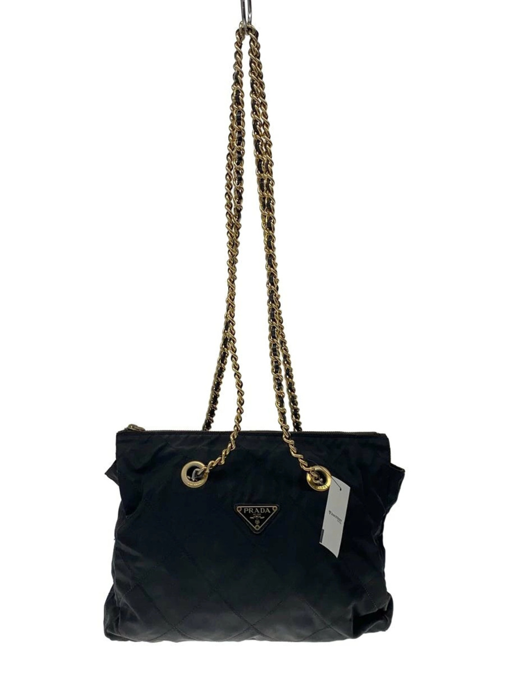 Prada quilted Crossbody bag goldtone chain straps Black